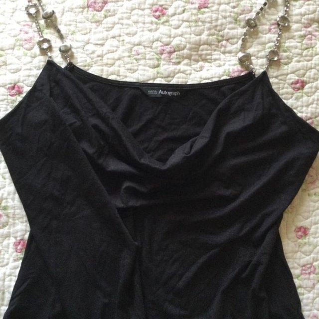 Preview of the first image of AUTOGRAPH Jewelled Straps Black Strappy Top sz14.