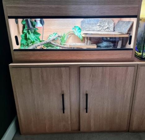 Image 1 of 3ft wood vivarium complete set up + cabinet