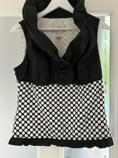 Preview of the first image of Joseph Ribcoff Black/white spot sleeveless top size 12.