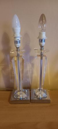 Image 2 of Pair Of Glass And Chrome Table Lamps In Ex Condition