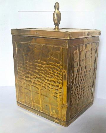 Image 4 of BRASS TEA CADDY or KITCHEN CANISTER 21 x 13 cm