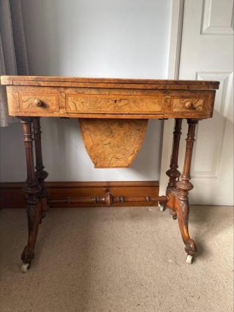 Image 1 of WALNUT SEWING/CARD TABLE