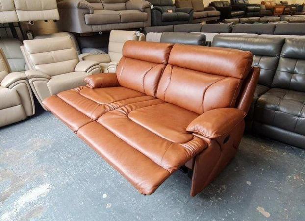 Image 6 of La-z-boy Raleigh tan brown leather manual 3 seater sofa
