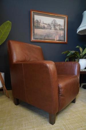 Image 7 of Mid Century Vintage Real Conker Brown Leather Armchair