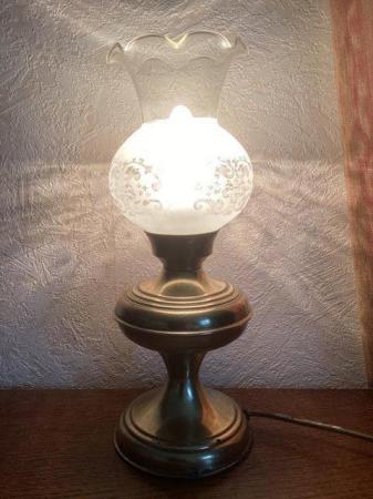 Image 2 of Vintage Brass Table Lamp with push button switch.