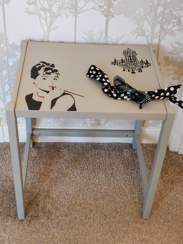 Preview of the first image of Upcycled Audrey Hepburn side / occasional table.