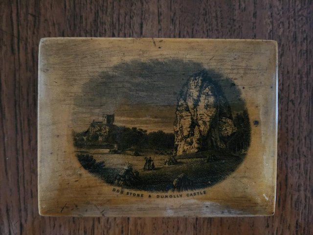 Preview of the first image of Mauchline Ware wooden trinket box antique.