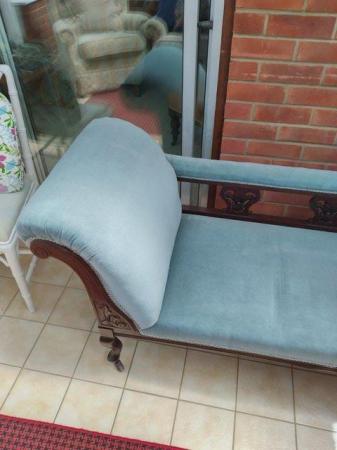 Image 3 of Period Chaise Lounge teal upholstery