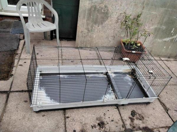 Image 1 of Extended pet cage with house; rabbit, Guinea, chicks, quail