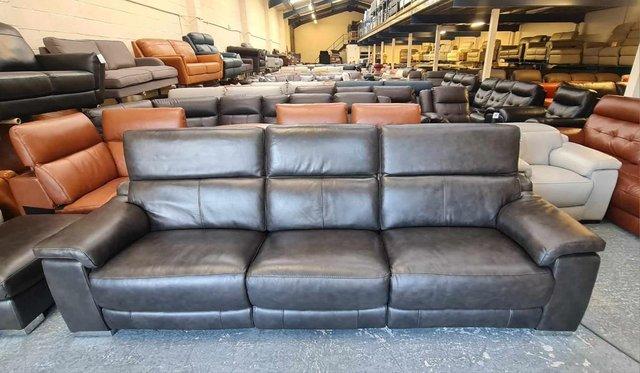 Image 12 of Laurence Metz black coffee electric recliner 4 seater sofa