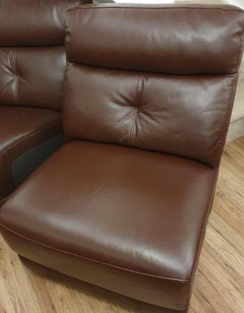Image 2 of DFS- London brown leather sofa single piece
