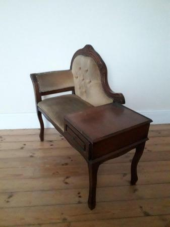 Image 4 of VINTAGE TELEPHONE TABLE SEAT WITH DRAWER