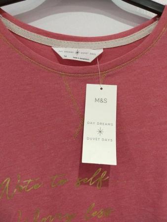 Image 16 of Two Marks and Spencer Pyjama Lounge Tops Blue Pink Size 14