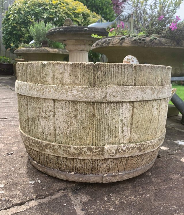 Preview of the first image of Large, heavy Willow Stone plant pot.