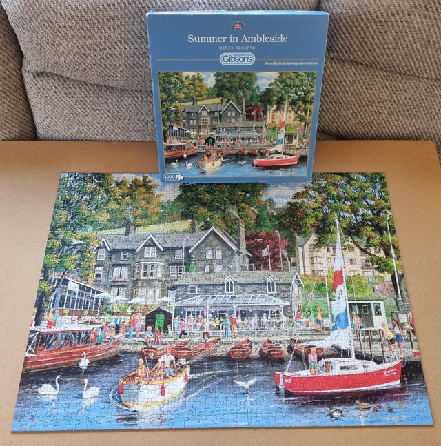 Preview of the first image of 1000 piece jigsaw called SUMMER IN AMBLESIDE BY GIBSONS..