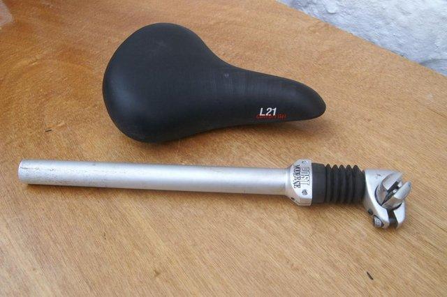 Preview of the first image of Bicycle Sprung Seat Post and Gel Comfort Seat.