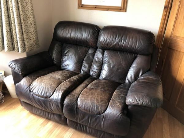 Image 1 of FREE. 2 seater leather sofa (manual recliner)