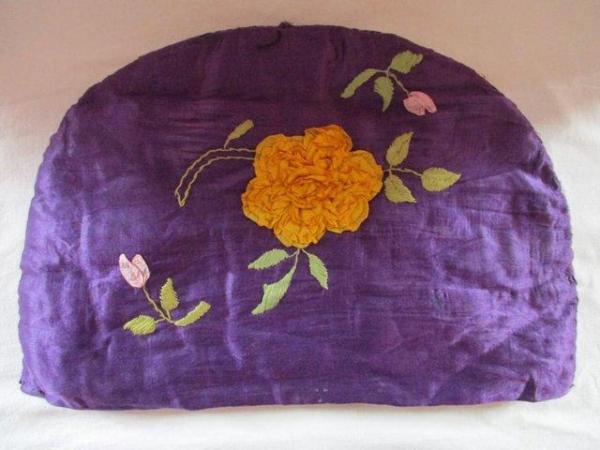 Image 2 of ANTIQUE, HANDMADE SILK TEA COSY FROM FRANCE