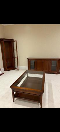 Image 2 of Glass cabinet + coffee table + dinning cabinet cherry wood i