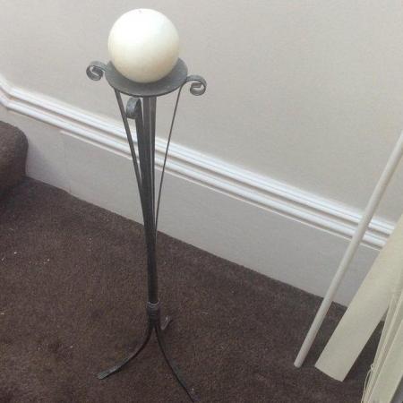 Image 1 of Pewter single candle holder with candle