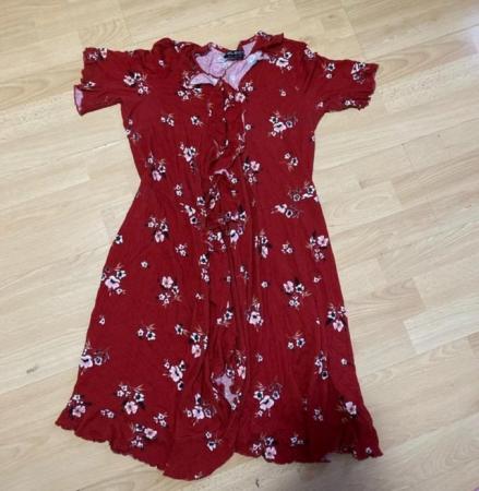 Image 2 of Red midi dress floral pattern from select