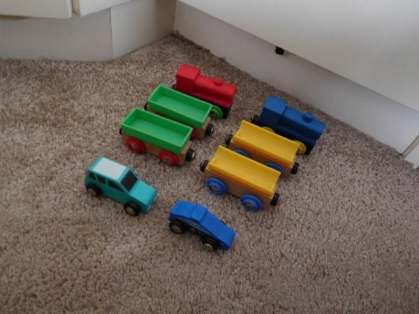 Image 2 of Wooden Train Set With Table & Road Boards Storage Tray Magne