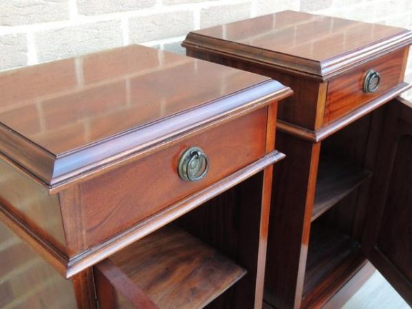 Image 7 of Pair of Mahogany Tall Bedside Cabinets (UK Delivery)