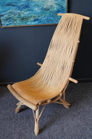 Image 3 of Mid Century 1970s Ash & Wicker Lounge Chair