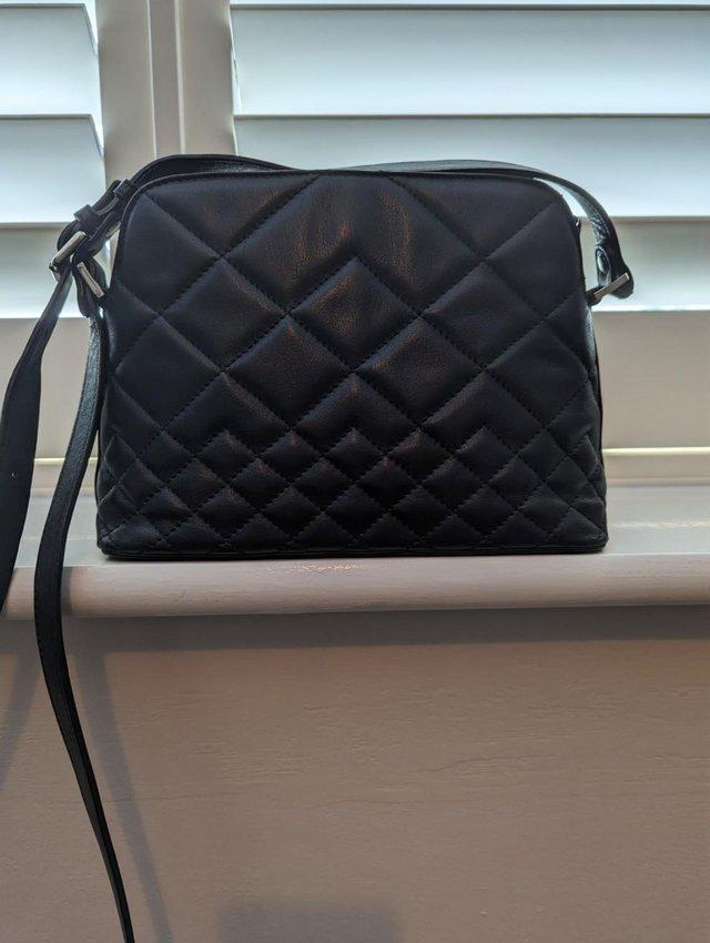 Preview of the first image of Sabrina Paris Designer Black Leather Quilted Crossbody Bag.
