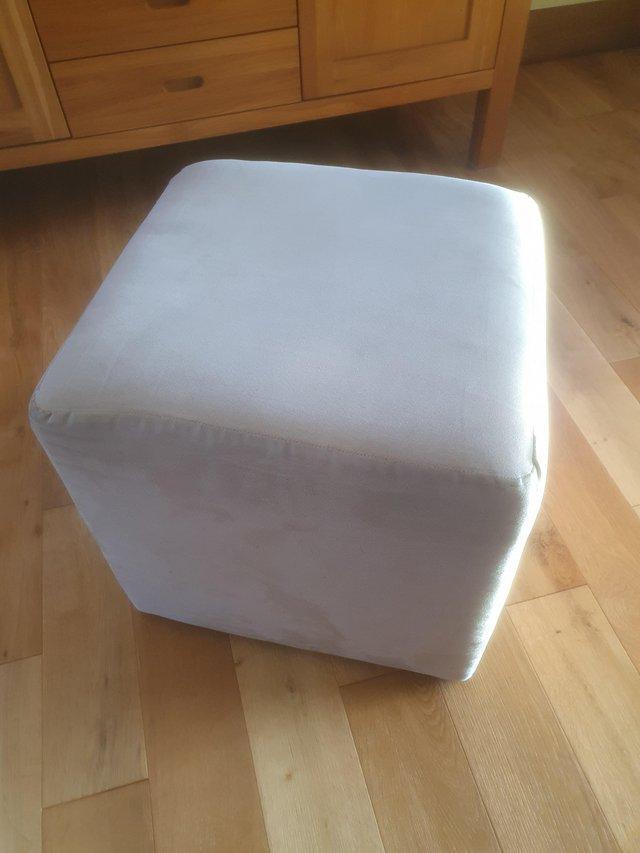Preview of the first image of Beige cube footstool / pouffe.