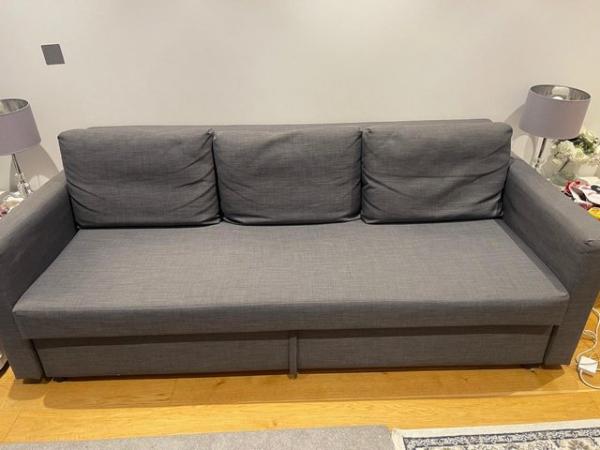 Image 3 of Ikea Frighten three seater sofa bed . Dark grey
