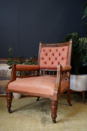 Image 1 of Late Victorian Edwardian Arts & Crafts Pink Fireside Parlour