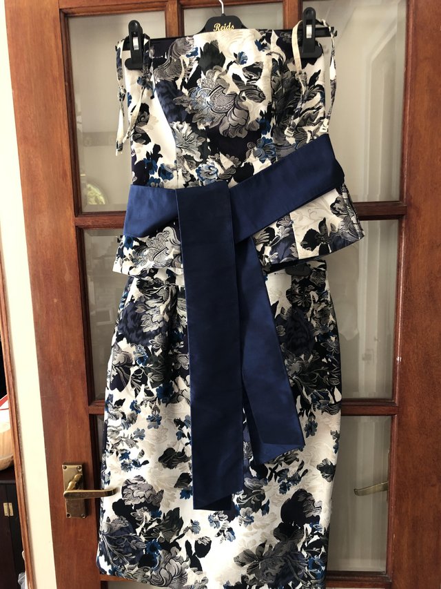 Preview of the first image of Size 10 Coast Navy/ white Skirt & Top with  Straps.