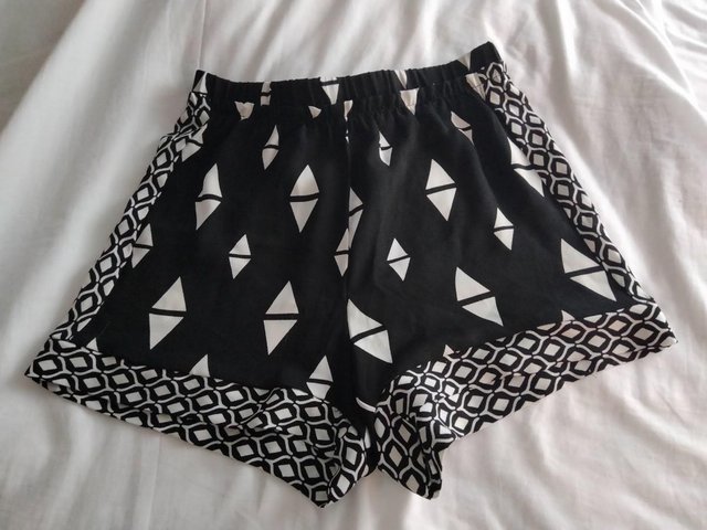 Preview of the first image of Women's Black & White Elasticated Shorts.