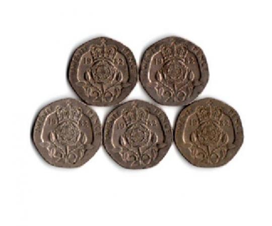 Image 1 of 5 x 20 Pence Coins 1982  First Date Of Issue.