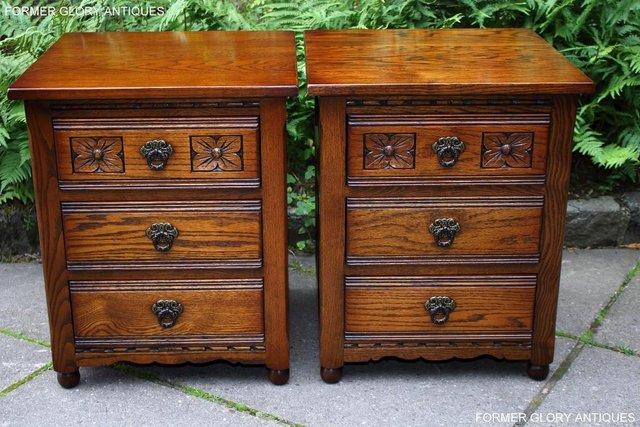 Image 3 of OLD CHARM LIGHT OAK BEDSIDE LAMP TABLES CHESTS OF DRAWERS
