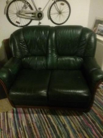 Image 2 of TWO SEATER GREEN LEATHER,in good condition