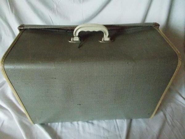 Image 2 of 1950s Ladies weekend suitcase, rare side hinged, with key