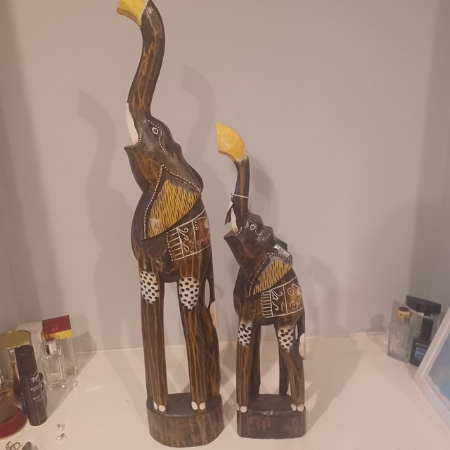 Preview of the first image of Wooden display elephants.