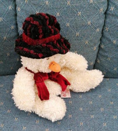 Image 16 of Freezy Snowman Soft Toy by Russ Berrie.  Length 12 Inches.