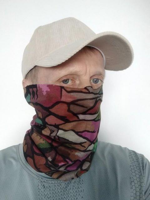 Tan cord baseball cap with FREE mosaic face mask. - £18 each