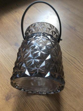 Image 2 of Candle holder - glass cut with leather handle
