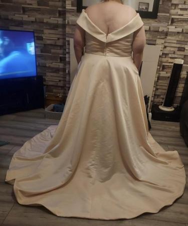 Image 4 of Heavenly Bodies rose champagne satin wedding dress size 32