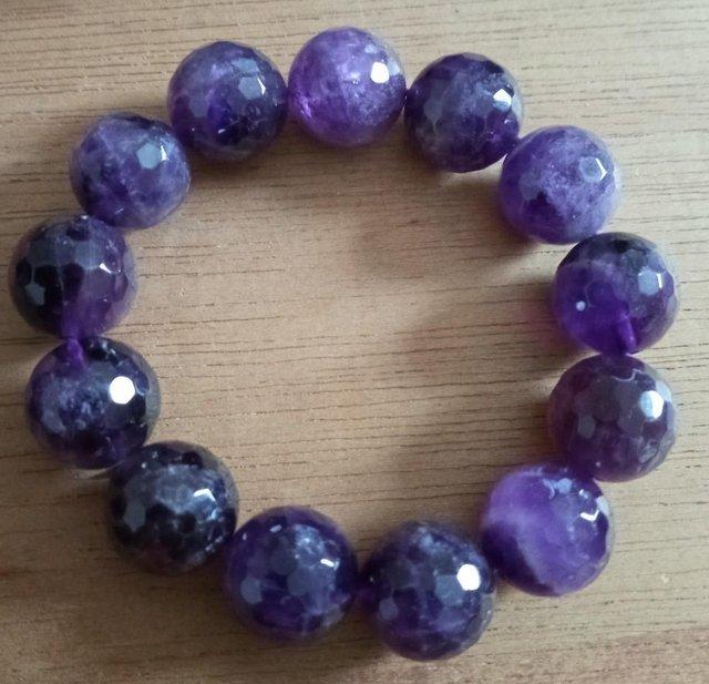 Preview of the first image of Chunky Amethyst elasticated bracelet/bangle -Jessica Lili.