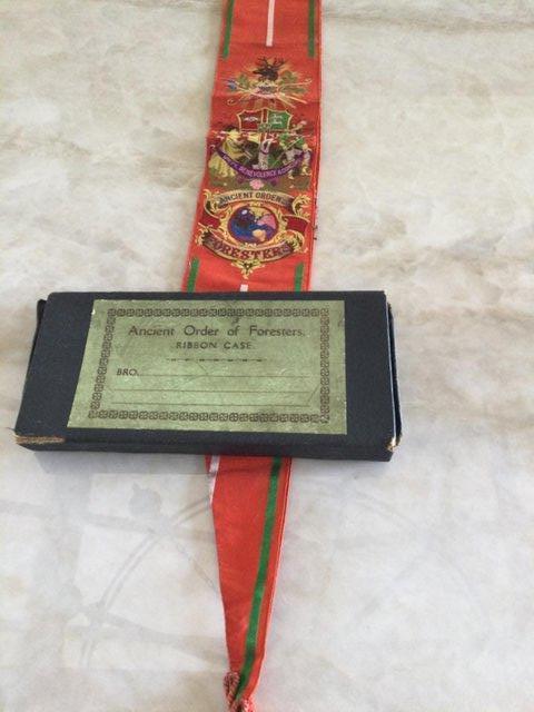 Preview of the first image of Ancient order of Foresters ribbon/sash collecters item.