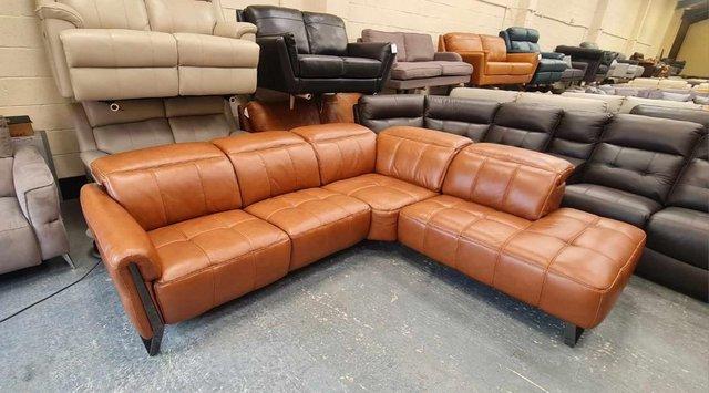 Image 6 of Packham Metz caramel leather electric recliner corner sofa