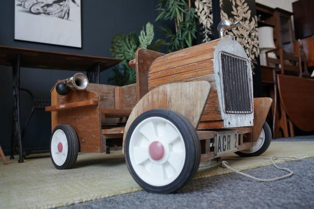 Image 9 of VTG Handmade Wooden Ride on Toy Car Duck Head Bonet Mascot