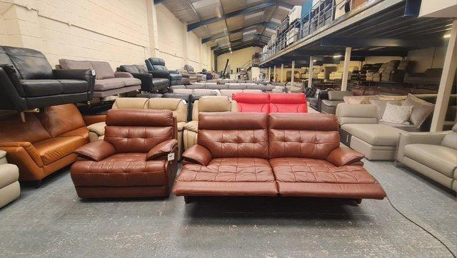 Image 5 of La-z-boy Knoxville brown leather 3 seater sofa and armchair