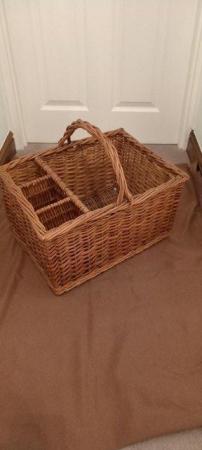 Image 2 of WICKER PICNIC BASKET WITH 3 DRINKS COMPARTMENTS