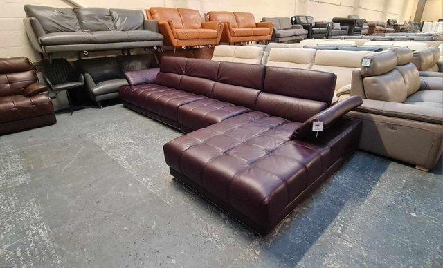 Image 12 of Italia Living Vivaldi burgundy leather large chaise sofa